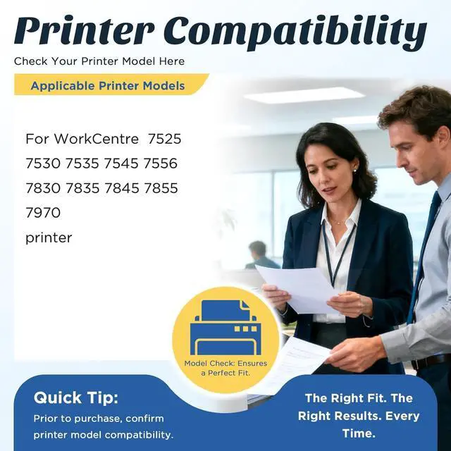 Alt view image 2 of 7 - WC7525 006R01513 006R01514 006R01515 006R01516 Toner Cartridges Compatible for Xerox WorkCentre 7525 7530 7535 7545 7556 7830 7835 7845 7855 7970 Printers, High Yield - 26000 Pages Black