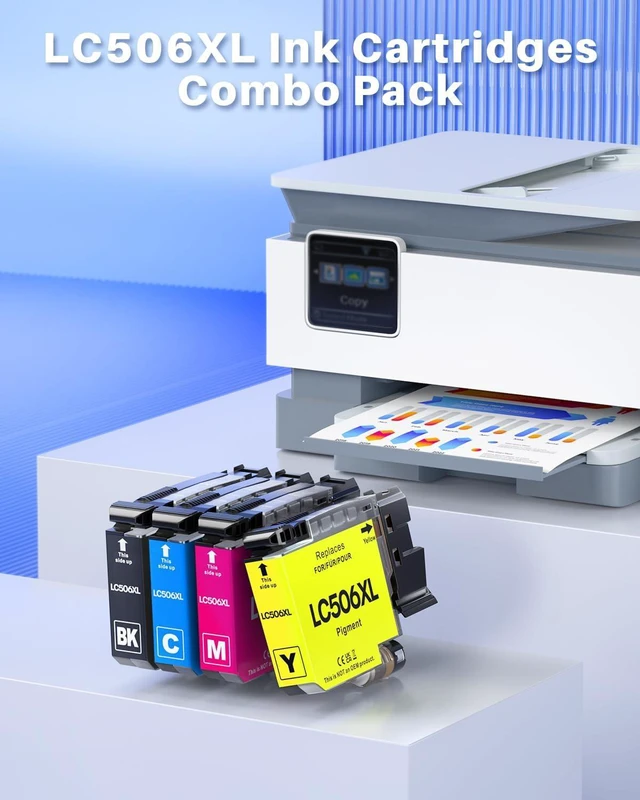Alt view image 2 of 7 - INK4U Compatible LC506XL LC506 Ink Cartridges Replacement for Brother LC506XL Ink Cartridges for Brother Printer MFC-J4355DW, MFC-J4555DW, MFC-J4557DW Printer (Black Cyan Magenta Yellow, 4 Pack)