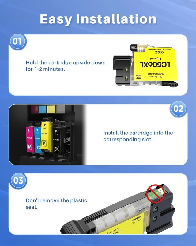 Alt view image 6 of 7 - INK4U Compatible LC506XL LC506 Ink Cartridges Replacement for Brother LC506XL Ink Cartridges for Brother Printer MFC-J4355DW, MFC-J4555DW, MFC-J4557DW Printer (Black Cyan Magenta Yellow, 4 Pack)