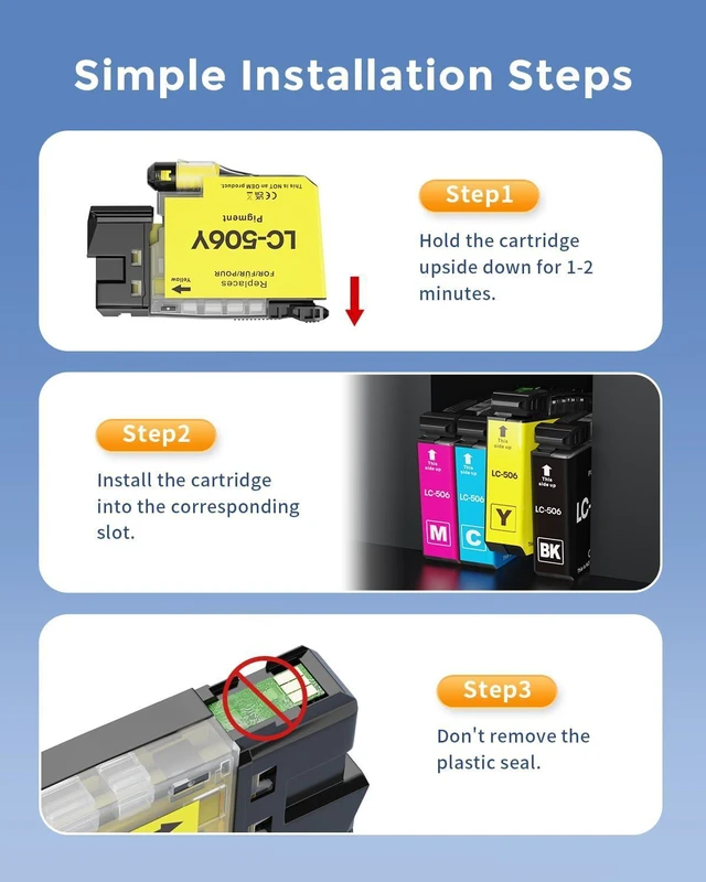 Alt view image 4 of 7 - INK4U Compatible LC506 LC506XL Ink Cartridges Replacement for Brother LC506 Ink Cartridges for Brother Printer MFC-J4355DW, MFC-J4555DW, MFC-J4557DW Printer (Black Cyan Magenta Yellow, 4 Pack)