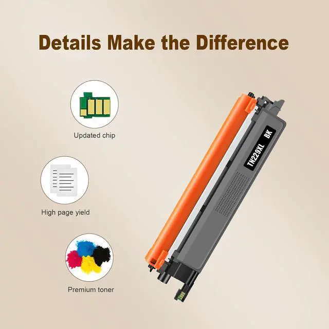 Alt view image 5 of 7 - TN229XL Toner Cartridge Replacement for Brother 229 TN229 TN-229 TN 229XL 229XXL for MFC-L3780CDW HL-L3280CDW MFC-L3720CDW HL-L3220CDW HL-L3300CDW Printer (1Black/1Cyan/1Yellow/1Magenta)