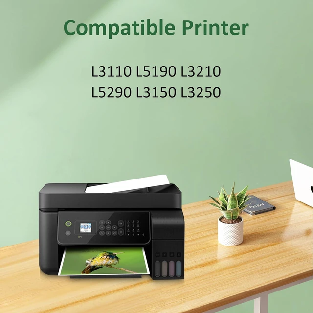 Alt view image 3 of 7 - Compatible T544 544 Ink Refill Bottles Compatible Replacement for L1210 L1250 L3110 L3150 L3160 L3210 L3250 L3251 L3260 L5290 L5590 Printers, 1BK3C-4PK