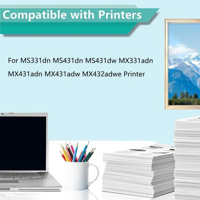 Alt view image 2 of 7 - MS431DW Black Toner Cartridge for 55B1000 Compatible for Lexmark MS331dn MS431dn MS431dw MX331adn MX431adn MX431adw MX432adwe Printer, High Yield 3,000 Pages, with Chip Black-1 Pack