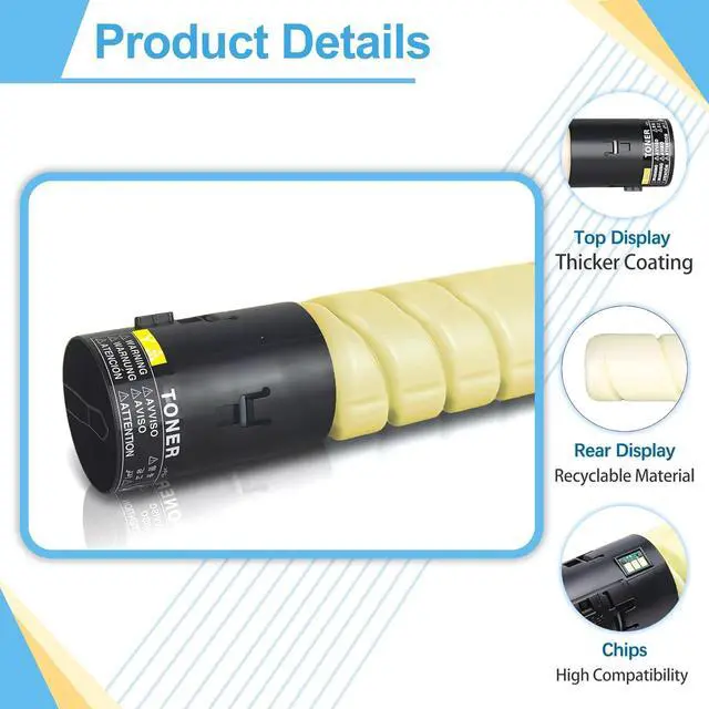 Alt view image 5 of 7 - TN324 Toner Cartridge Replacement for Konica Minolta TN324 TN512 A8DA230 High Yield, Bizhub C258, C308, C368, C454, C454e, C554, C554e (1-Pack Yellow)