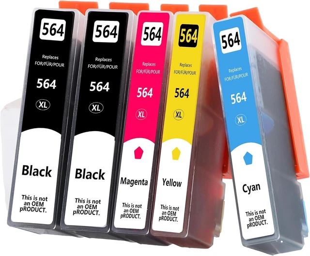 Main image of 564XL 564 Ink Cartridge for 564 XL Black Color Combo Compatible for 564 564XL Printer 7520 5520 3520 6510 6520 4620 7510 5510 7525 7515 4622 6525 3521 5525 5515 5512 b210(2BK/1C/1M/1Y, 5-Pack)