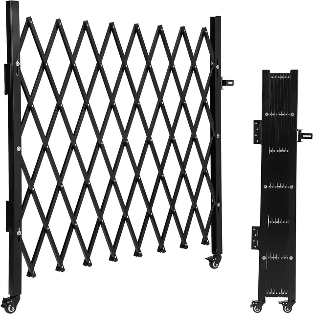 Main image of Folding Security Door 50" H x 43" W, Single Portable Expandable Fence Gate with 360° Rolling Wheel, Flexible Steel Accordion Security Security Gate,Barricade Gate for Backyard Garden
