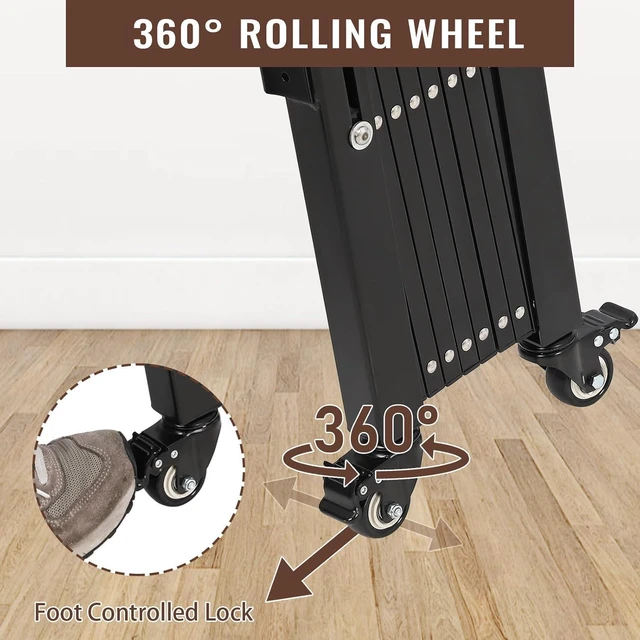 Alt view image 5 of 7 - Folding Security Door 50" H x 43" W, Single Portable Expandable Fence Gate with 360° Rolling Wheel, Flexible Steel Accordion Security Security Gate,Barricade Gate for Backyard Garden