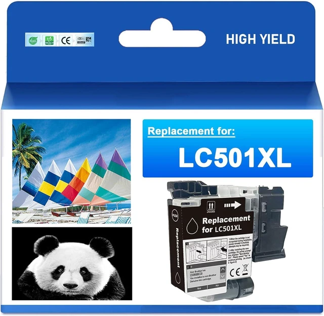 Main image of LC501XL Ink Cartridges Replacement for Brother LC501 LC-501XL BK/C/M/Y, Compatible with MFC-J1260W MFC-J1360DW MFC-J1410DW 1260 1360 1410 Series Printer Black