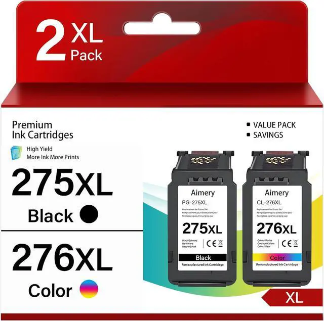 Main image of 275 276 XL Ink Cartridges Remanufactured for Canon 275 276 PG-275 PG-275XL Use for Canon Pixma TR4720 TS3720 TR4700 TR4723 TR4722 TS3500 TS3520 TS3522 Printer (275XL Black, 276XL Color)