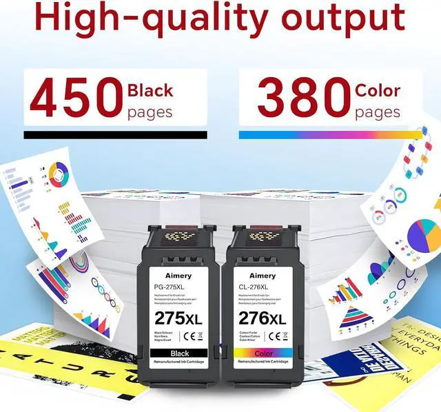 Alt view image 4 of 7 - 275 276 XL Ink Cartridges Remanufactured for Canon 275 276 PG-275 PG-275XL Use for Canon Pixma TR4720 TS3720 TR4700 TR4723 TR4722 TS3500 TS3520 TS3522 Printer (275XL Black, 276XL Color)