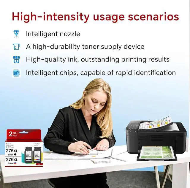 Alt view image 3 of 7 - 275 276 XL Ink Cartridges Remanufactured for Canon 275 276 PG-275 PG-275XL Use for Canon Pixma TR4720 TS3720 TR4700 TR4723 TR4722 TS3500 TS3520 TS3522 Printer (275XL Black, 276XL Color)
