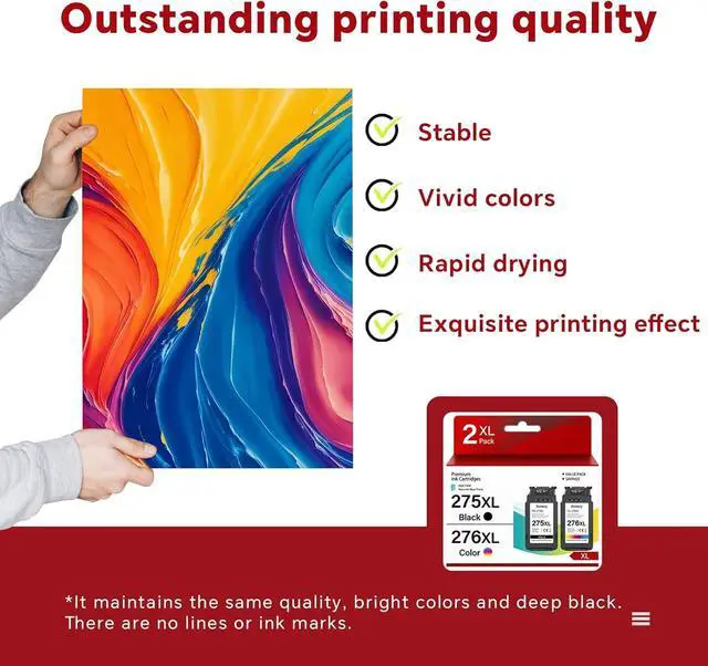 Alt view image 5 of 7 - 275 276 XL Ink Cartridges Remanufactured for Canon 275 276 PG-275 PG-275XL Use for Canon Pixma TR4720 TS3720 TR4700 TR4723 TR4722 TS3500 TS3520 TS3522 Printer (275XL Black, 276XL Color)