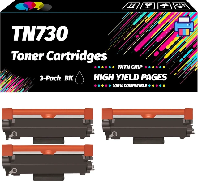 Main image of Compatible with Brother TN730 Toner Cartridges Work for Brother MFC L2710DW MFC L2750DW MFC L2750DW XL Printers, High Yield 3000 Pages, Professional Printing with Chip (3 Pack Black)