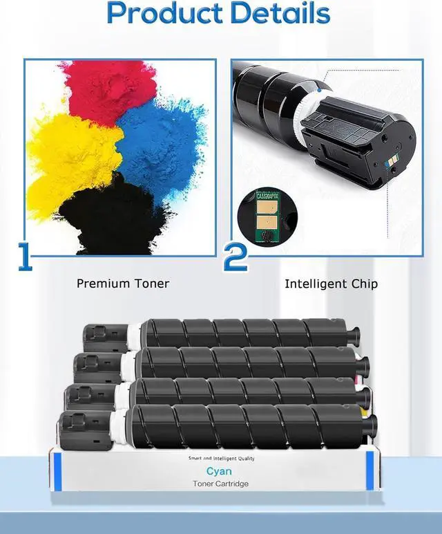 Alt view image 4 of 7 - GPR-61 GPR61 3763C003AA Toner Cartridges Compatible for ImageRUNNER Advance DX C5840i C5850i C5860i C5870i Printers, High Yield - 40000 Pages Cyan