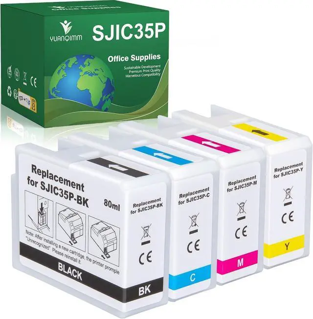 Main image of SJIC35P Ink Cartridge Remanufactured Replacement for SJIC35P-BK SJIC35P-C SJIC35P-M SJIC35P-Y with ColorWorks CW-C6000A C6500A C6000AU C6500AU C6000P C6500P C6000PU C6500PU Color Inkjet Label Printer