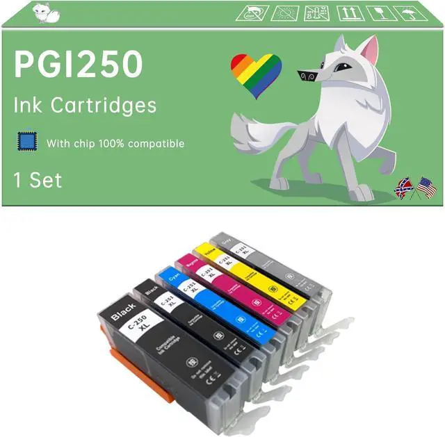 Main image of Compatible with Canon PGI250 CLI251 Ink Cartridges Work for Canon PIXMA iP7220 iX6820 MG5422 MG5520 MG6320 MG6620 MG7120 MX722 Printers (1 Set)