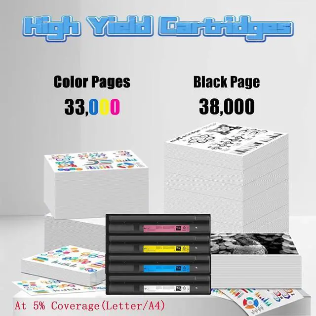 Alt view image 3 of 7 - T-FC425U Toner Cartridges Compatible for Toshiba T-FC425U-C Cyan Toner Cartridge Work for Toshiba E-Studio FC-2020AC 2520AC 2525AC 3025AC 3525ACG Printer
