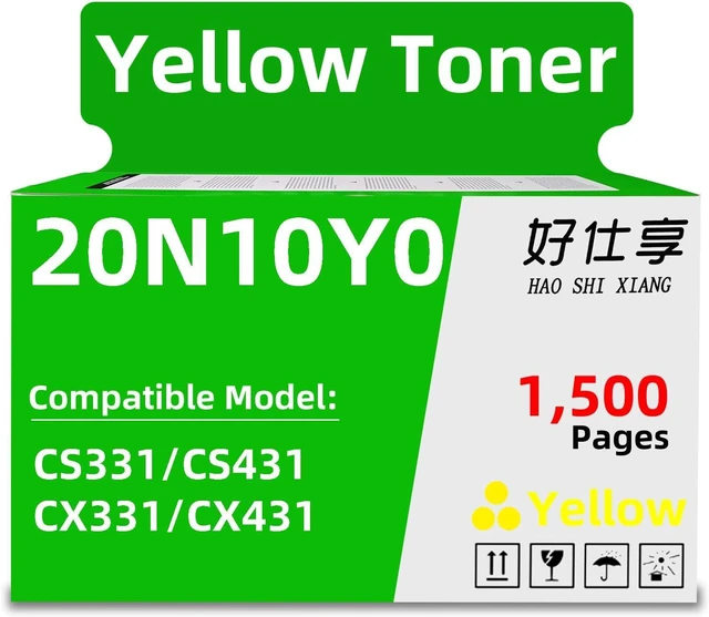 Alt view image 2 of 6 - CS331 CS431 Toner Cartridge Replacement 20N10K0 20N10C0 20N10M0 20N10Y0 Compatible for Lexmark CS331 CX331 CS331dw CS331adwe CX331adwe CX431 CS431 CS431dw CX431adw Printer (Yellow Toner 1500Pages)