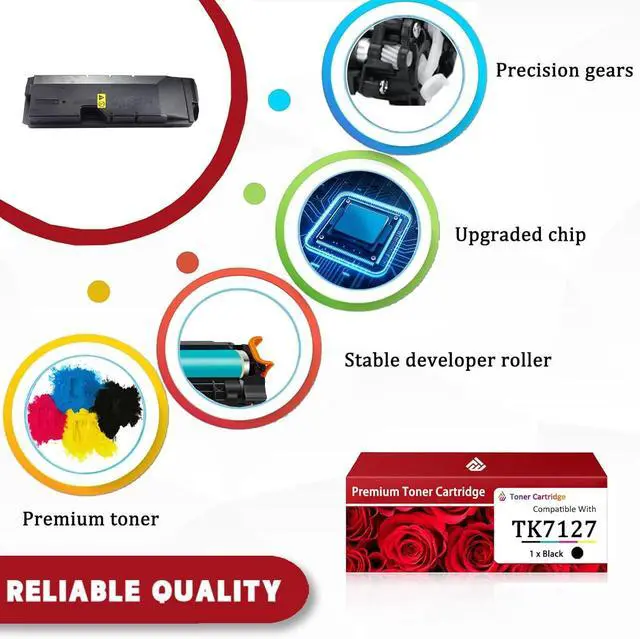 Alt view image 4 of 7 - TK7127 Toner Cartridges Compatible for Kyocera TK-7127 TK-7127K 1T02V70US0 Toner Cartridge Work for Kyocera TASKalfa 3212i Printer