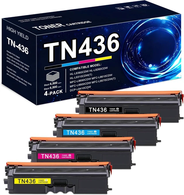 Main image of TN436 Toner Cartridge Super High Yield Replacement for Brother TN436 TN-436 TN436BK TN433 TN431 Toner Compatible with HL-L8360CDW HL-L8260CDW MFC-L8900CDW MFC-L8690CDW Printer (KCMY, 4-Pack)