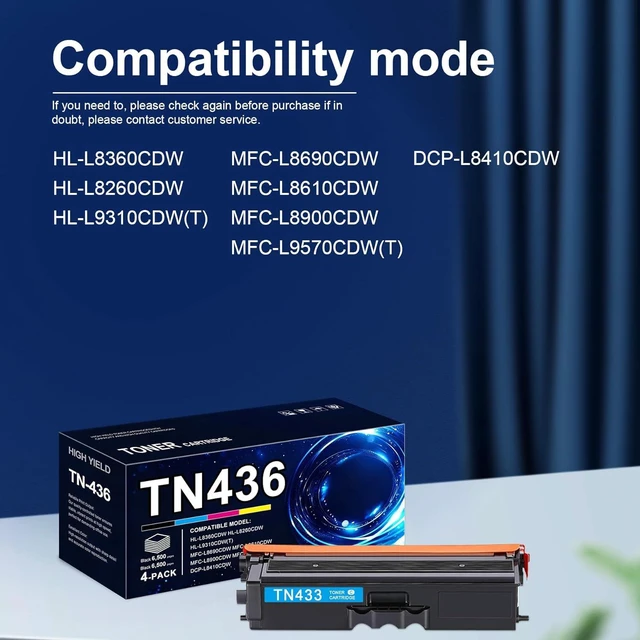 Alt view image 2 of 7 - TN436 Toner Cartridge Super High Yield Replacement for Brother TN436 TN-436 TN436BK TN433 TN431 Toner Compatible with HL-L8360CDW HL-L8260CDW MFC-L8900CDW MFC-L8690CDW Printer (KCMY, 4-Pack)