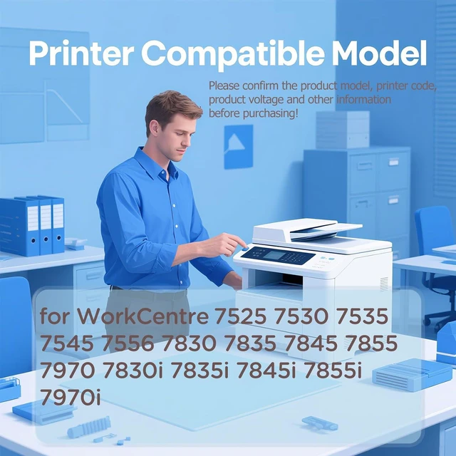 Alt view image 3 of 7 - WC7525 Toner Cartridges Compatible for Xerox WorkCentre 7525 7530 7535 7545 7556 7830 7835 7845 7855 7970 7830i 7835i 7845i 7855i 7970i Printers, High Yield - 26000 Pages Black