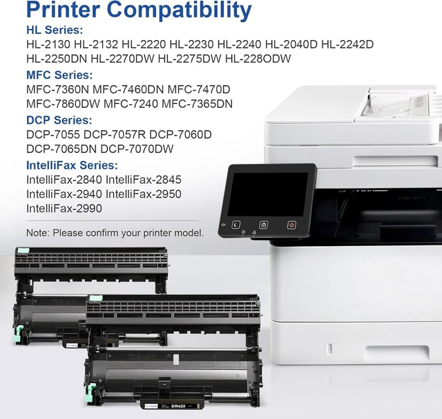 Alt view image 2 of 7 - Compatible Drum Unit Replacement for Brother DR-420 DR 420 DR420 Drum Unit Compatible with HL-2270DW HL-2280DW HL-2230 HL-2240 MFC-7360N MFC-7860DW DCP-7065DN Printer - 2 Pack Not Toner