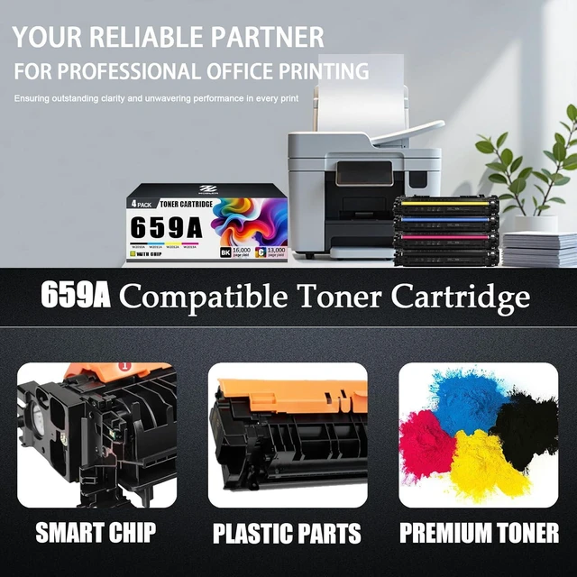 Alt view image 4 of 7 - 659A Toner Cartridges Compatible for HP 659A W2013A Magenta Toner Cartridge Work for HP Laserjet Enterprise M856dn M856x M776dn M776z M776zs Printers