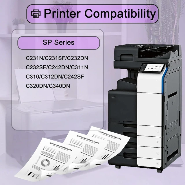 Alt view image 2 of 7 - SP C310HA Toner Cartridges Compatible for Ricoh 406475 406476 406478 406477 Toner Cartridges Work for Ricoh SP C231N C232DN C232SF C242DN C310 C311N C312DN C320DN C340DN Printers