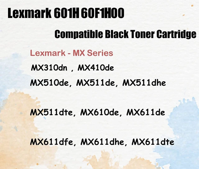 Alt view image 2 of 7 - Ultra Toner® Compatible Replacement for Lexmark 60F1H00 Black Toner Cartridge 601H High Yield Toner MX310dn MX410de MX510de MX511de MX511dhe MX511dte MX610de MX611de MX611dfe MX611dhe MX611dte