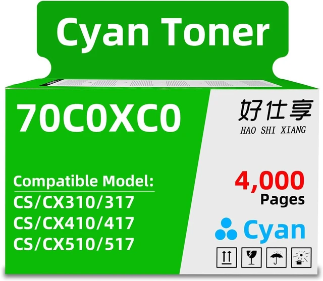 Alt view image 3 of 7 - CS310 CS410 CS510 CX310 CX410 CX510 70C1HK0 71B1HK0 Toner Cartridge Compatible with Lexmark CS317 CS317dn CS417 CS417dn CS517 CX317 CX317dn CX417de CX517de Printer (15-Cyan Toner-4000Pages)