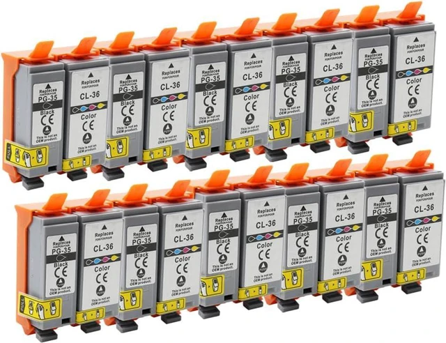 Main image of PGI35 CLI36 Compatible for CAN PGI-35 Black CLI-36 Color Ink Cartridge PGI 35 CLI 36 Replacement for PIXMA IP100 IP110 TR150 MAXIFY BX110 (20 Pack, 10 Black 10 Color)