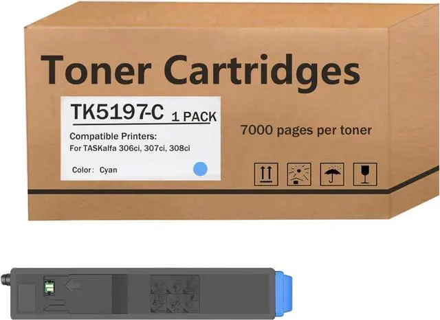 Main image of TK-5197 (TK5197) Compatible Toner Cartridges for Kyocera TK-5197K TK-5197Y TK-5197M TK-5197C for TASKalfa 306ci 307ci 308ci Printers, High Yeild Cyan 1 Pack
