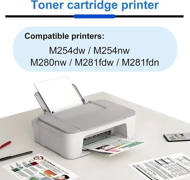 Alt view image 2 of 7 - 203A Cartucho de tóner for HP impresora CF540A CF541A CF542A CF543A Funciona for HP impresora M254dw M254nw M280nw M281fdw Higher Yield compatibilidad estable,Combination Pack