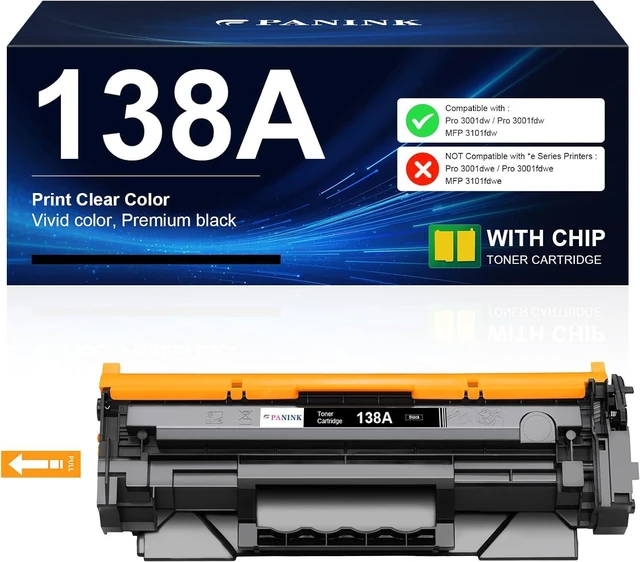 Main image of 138A Black Toner Cartridge Replacement for HP 138A W1380A 138X W1380X Black Toner Cartridge Compatible with HP Pro 3001dw 3001fdw MFP 3101fdw Printer(1 Black,with Chip)