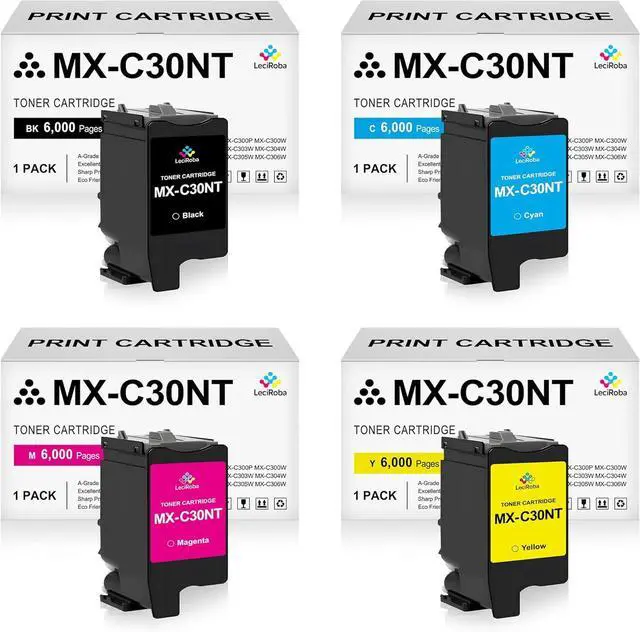 Main image of LeciRoba Toner Cartridges Replacement for Sharp MX-C30 MX-C30NT MXC30NT MXC30NT MXC30NTB MXC30NTC MXC30NTM MXC30NTY for Sharp MX-C250F C300P C300W C301W C303W C304W C305W C306W Printer Ink (4 Pack)