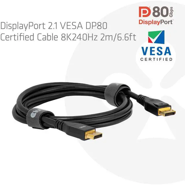 Alt view image 2 of 7 - DisplayPort 2.1 VESA DP80 Certified Cable 8K240Hz 2m/6.6ft