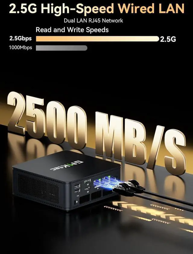 Alt view image 6 of 7 - GMKtec M6 Ultra Gaming Mini PC Ryzen 7640HS (Upgraded 6600H/ 6800U), 32GB RAM DDR5 1TB SSD Dual NIC LAN 2.5GbE Desktop Computers Office Home, Triple 4K Display, WiFi 6, USB4, BT 5.2, DP, HDMI 2.0