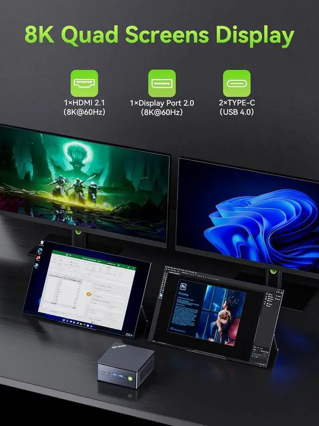 Alt view image 6 of 7 - GMKtec Mini PC Gaming AMD Ryzen 7 PRO 6850U 32GB DDR5 1TB PCle SSD I226V Dual NIC LAN 2.5G Desktop Oculink Computer, Dual USB4, HDMI 2.1, USB-C M7 Ultra