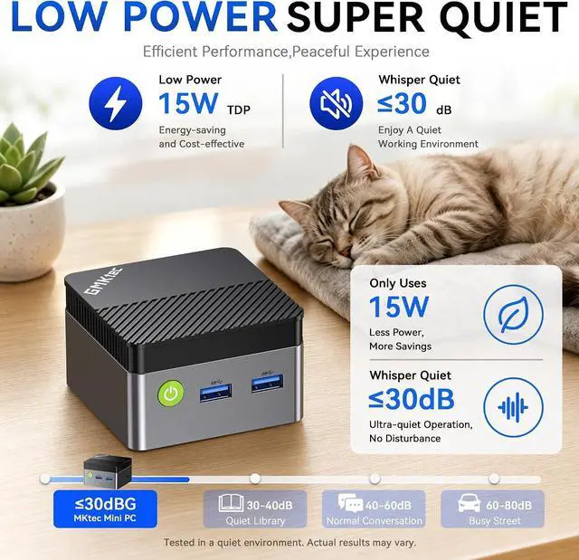 Alt view image 7 of 7 - GMKtec G5S Mini PC Intel N5095 8GB LPDDR4 128GB SSD Desktop Computer | Portable Micro Pocket PC Size, Dual HDMI Ports, USB-C Power Supply, WiFi6/BT5.2, For Office Business Personal Use