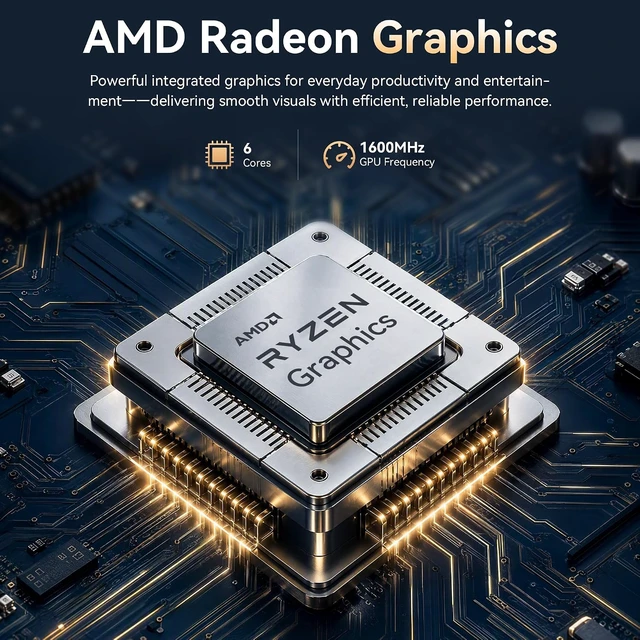 Alt view image 3 of 7 - GMKtec M5 S Mini PC AMD Ryzen 5400U 16GB DDR4 RAM (Dual Channel) 512GB SSD
Desktop Computer for Office Home, Dual 2.5G LAN, WiFi 6E, Triple Display, USB-C, HDMI 2.0, DP, BT 5.2