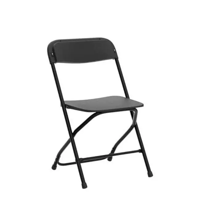 Alt view image 5 of 7 - VINGLI 6 Pack Black Plastic Folding Chair, Indoor Outdoor Portable Stackable Commercial Seat with Steel Frame 350lb. Capacity for Events Office Wedding Party Picnic Kitchen Dining