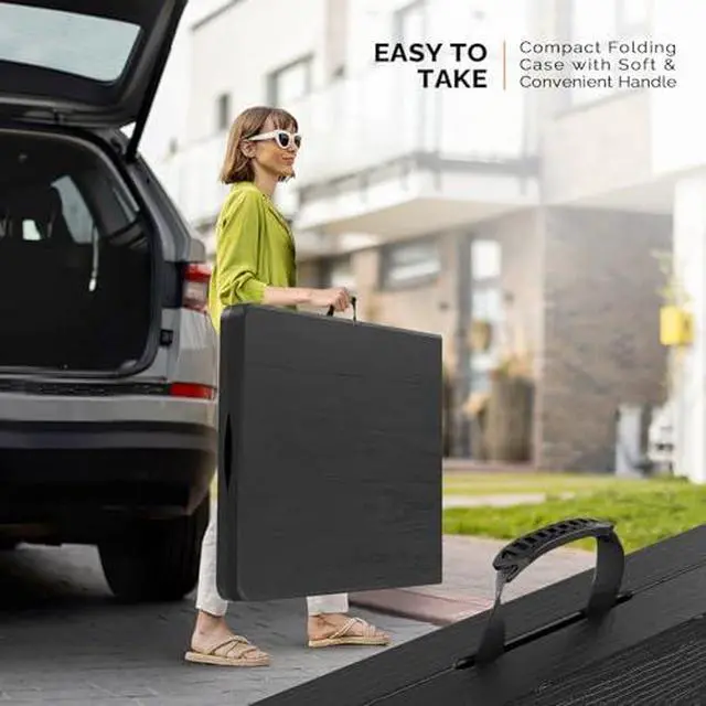 Alt view image 4 of 7 - VINGLI 6 Foot Plastic Folding Table Portable Long Table for Indoor Outdoor Use Rectangular with Carrying Handle, Tree Patterned HDPE Tabletop, Black