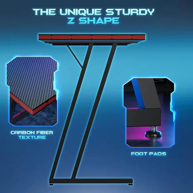 Alt view image 6 of 7 - L Shaped Gaming Desk Computer Corner Desk PC Gaming Desk Table with Large Monitor Riser Stand for Home Office Sturdy Writing Workstation (Black, 51 Inch)