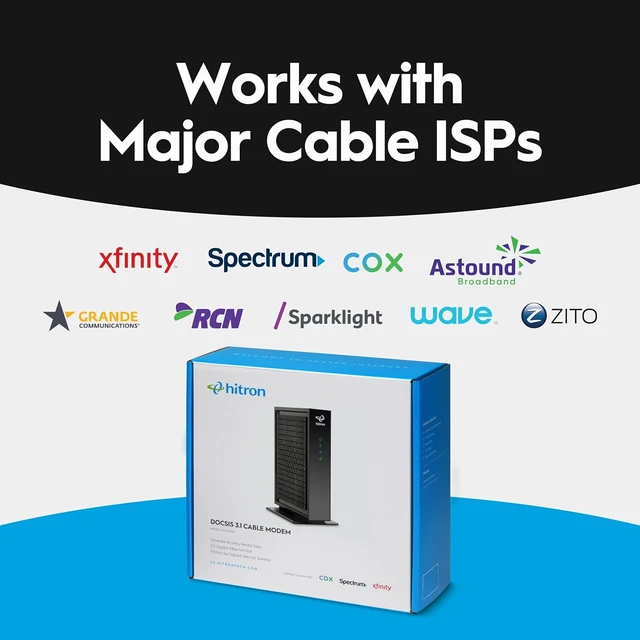 Alt view image 3 of 7 - CODA56 Cable Internet Modem ONLY - DOCSIS 3.1 | 2.5 Gbps | NO WiFi - Requires Router | Xfinity/Spectrum/Cox Compatible | NOT for Fiber/DSL