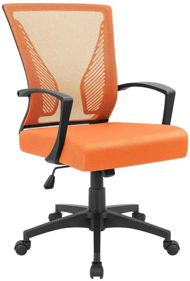 Main image of Office Chair Ergonomic Computer Desk Mesh Chair Mid Back Swivel Lumbar Support with Armrest (1, Orange)