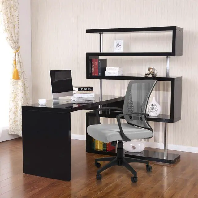 Alt view image 2 of 7 - Office Chair Ergonomic Computer Desk Mesh Chair Mid Back Swivel Lumbar Support with Armrest (1, Gray)