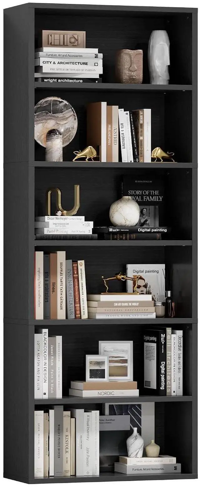 Main image of 71" Tall Bookcase Bookshelves, 6 Tier Floor Standing Bookcases Open Frame, Modern Display Storage Organizer for Home Office, Living Room, Bedroom, Study Room (Black, 1 Pcs)
