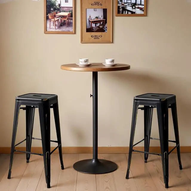 Alt view image 2 of 7 - 30 Inch Metal Bar Stools Set of 4, Counter Height Stools, Industrial Bar Chairs Patio Stool Stackable Stool for Kitchen/Dining Room/Indoor Outdoor(Black Gold, 30'' Backless)