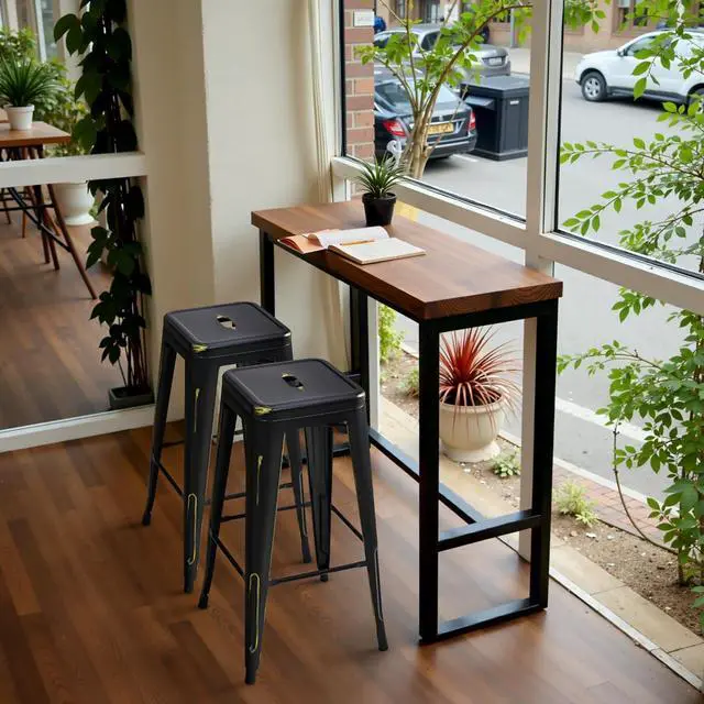 Alt view image 7 of 7 - 30 Inch Metal Bar Stools Set of 4, Counter Height Stools, Industrial Bar Chairs Patio Stool Stackable Stool for Kitchen/Dining Room/Indoor Outdoor(Black Gold, 30'' Backless)